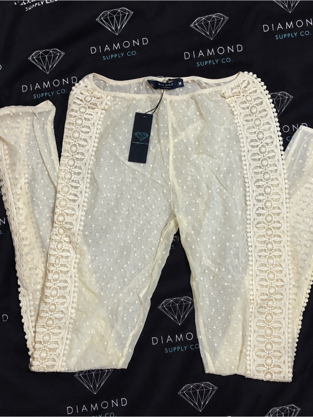 diamond supply company lace sheer leggings